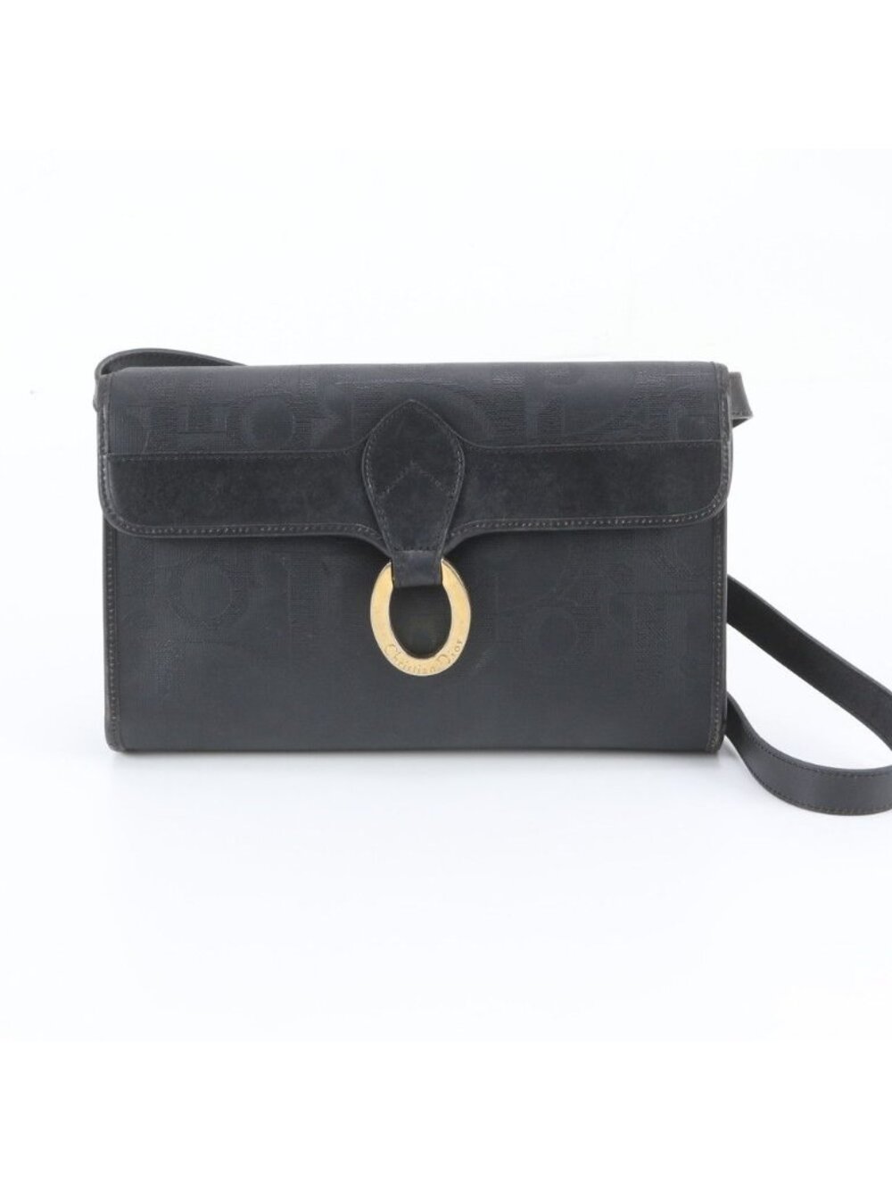 Dior Vintage Logo Leather 2-Way Shoulder Bag Crossbody Clutch